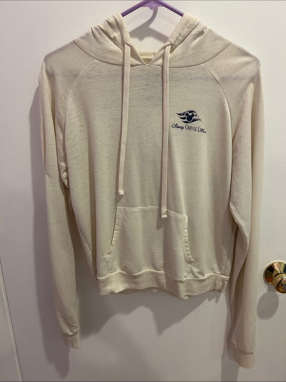 Disney Cream Pullover Hoodie with Navy Logo